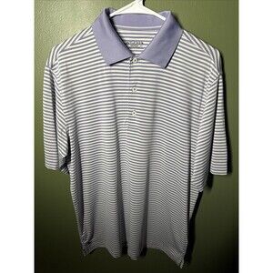 UNTUCKit Cronos Feeder Stripe Purple White Short Sleeve Polo Men's Medium